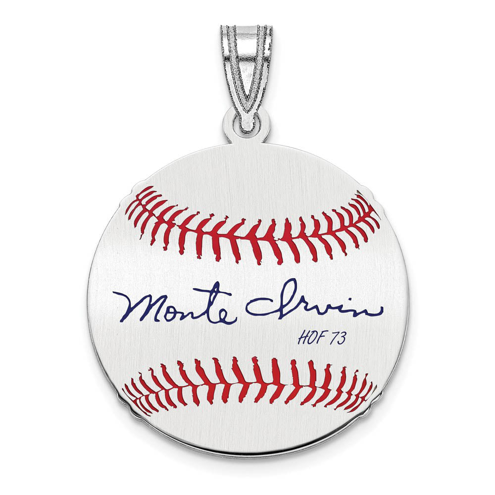 Sterling Silver Monte Irvin Signature SM Enamel Baseball Pendant, Item P31611 by The Black Bow Jewelry Co.