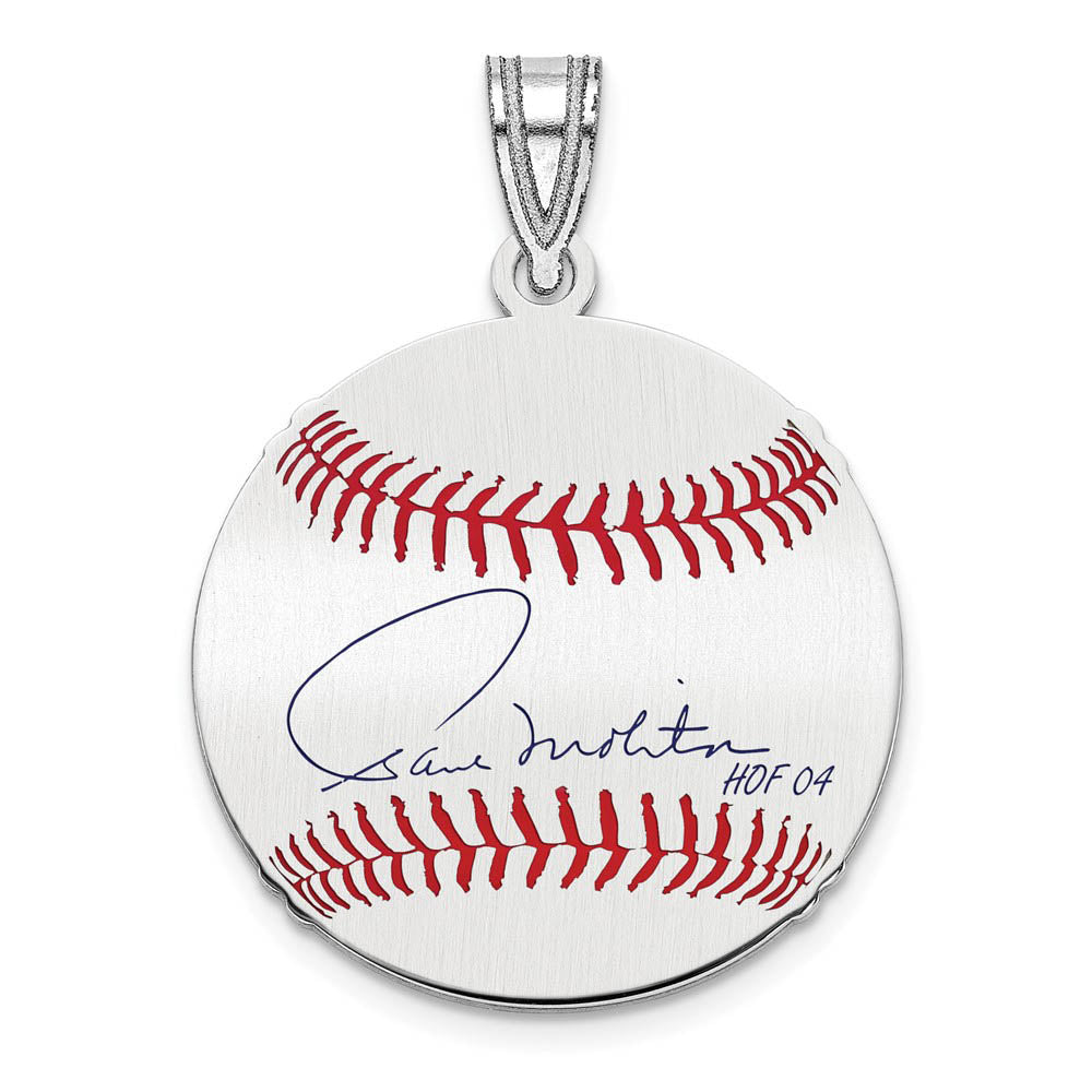 Sterling Silver Paul Molitor Signature SM Enamel Baseball Pendant, Item P31615 by The Black Bow Jewelry Co.