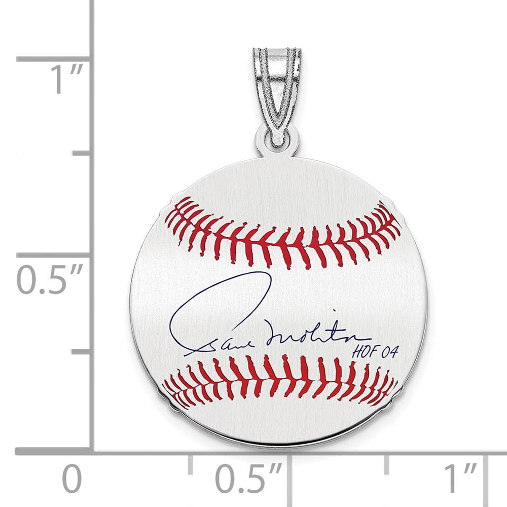 Alternate view of the Sterling Silver Paul Molitor Signature SM Enamel Baseball Pendant by The Black Bow Jewelry Co.
