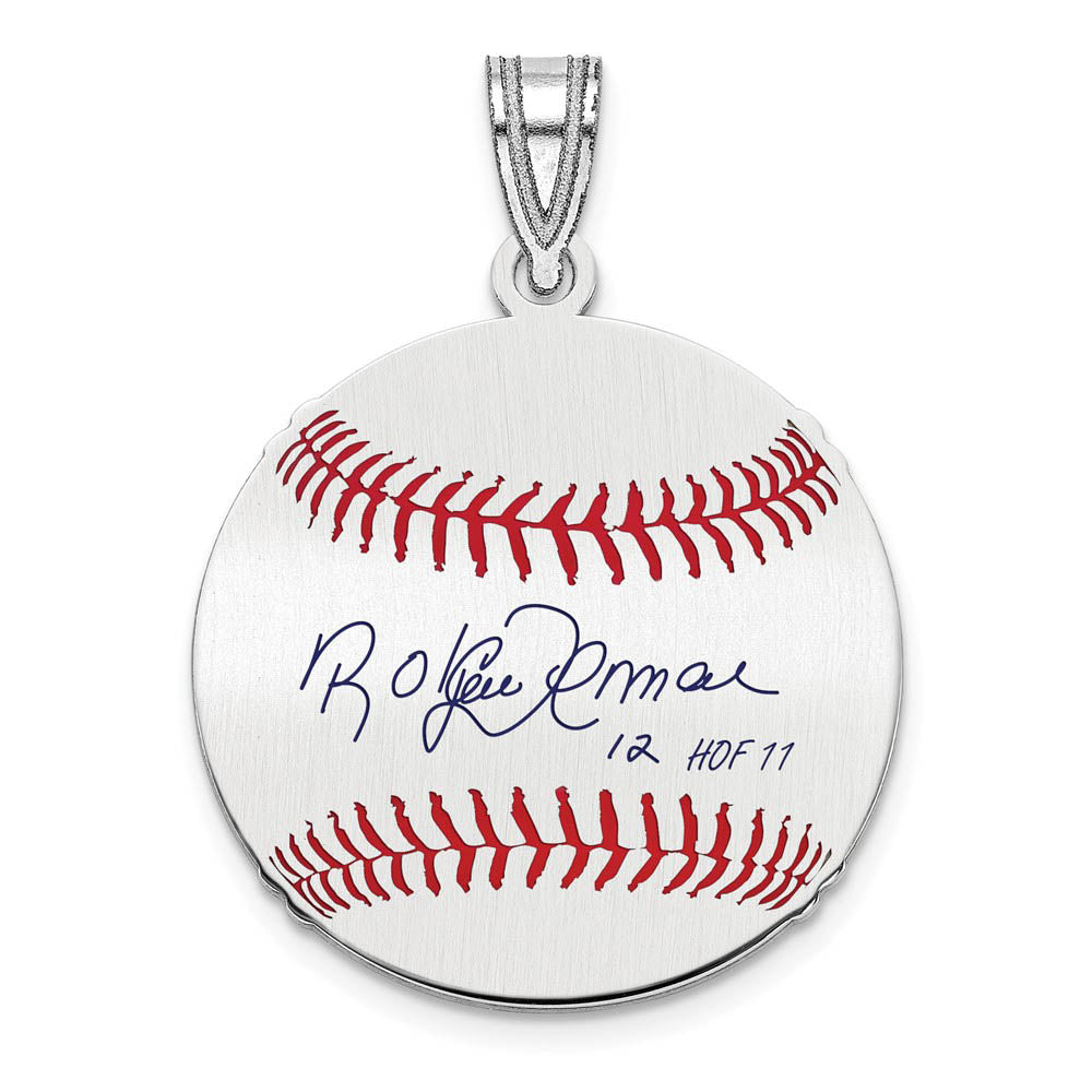 Sterling Silver Roberto Alomar Signature SM Enamel Baseball Pendant, Item P31618 by The Black Bow Jewelry Co.