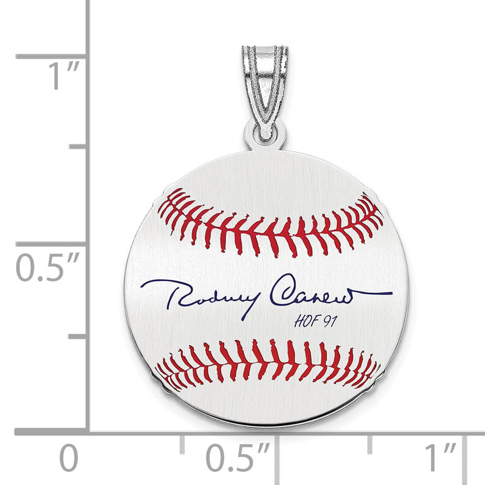 Alternate view of the Sterling Silver Rod Carew Signature SM Enamel Baseball Pendant by The Black Bow Jewelry Co.