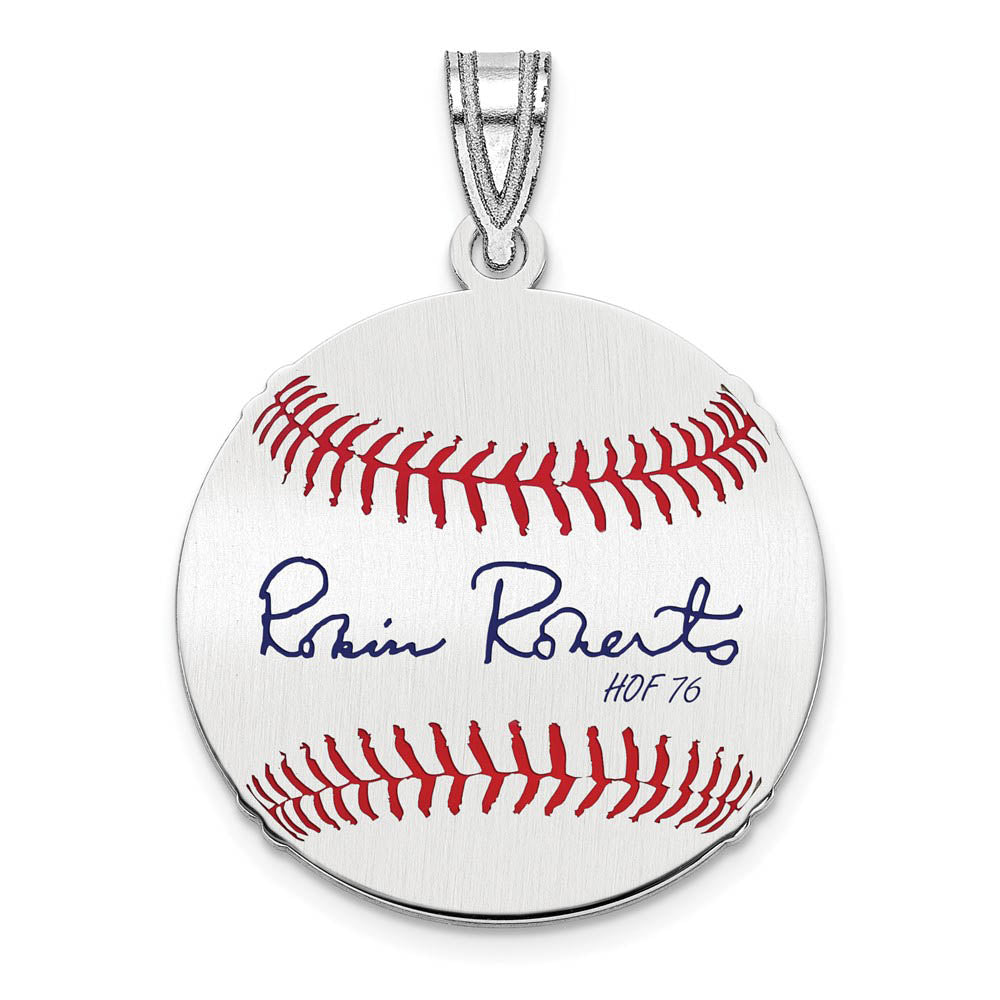 Sterling Silver Robin Roberts Signature SM Enamel Baseball Pendant, Item P31625 by The Black Bow Jewelry Co.