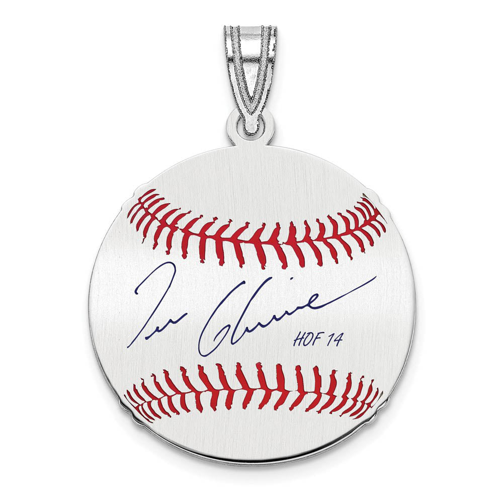 Sterling Silver Tom Glavine Signature SM Enamel Baseball Pendant, Item P31630 by The Black Bow Jewelry Co.