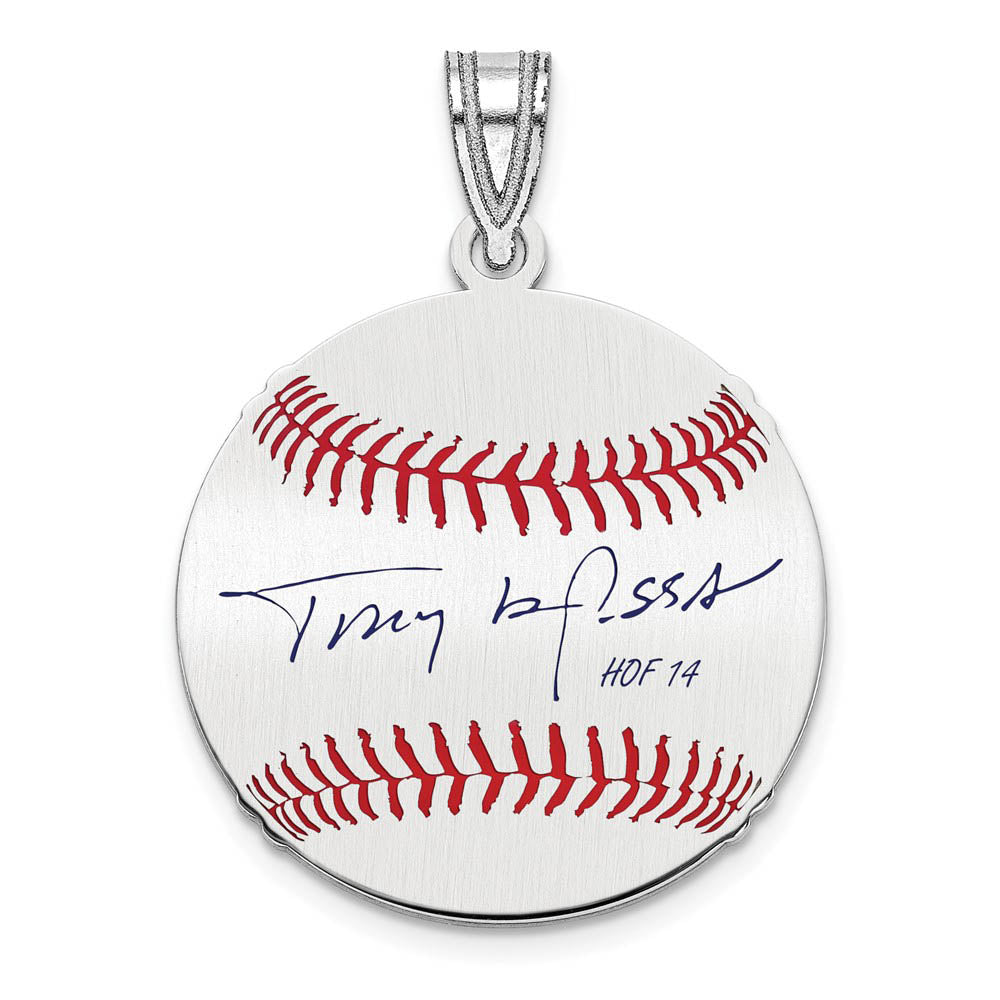 Sterling Silver Tony La Russa Signature SM Enamel Baseball Pendant, Item P31632 by The Black Bow Jewelry Co.