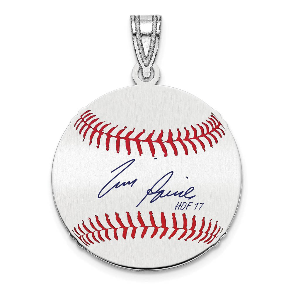 Sterling Silver Tim Raines Signature SM Enamel Baseball Pendant, Item P31636 by The Black Bow Jewelry Co.