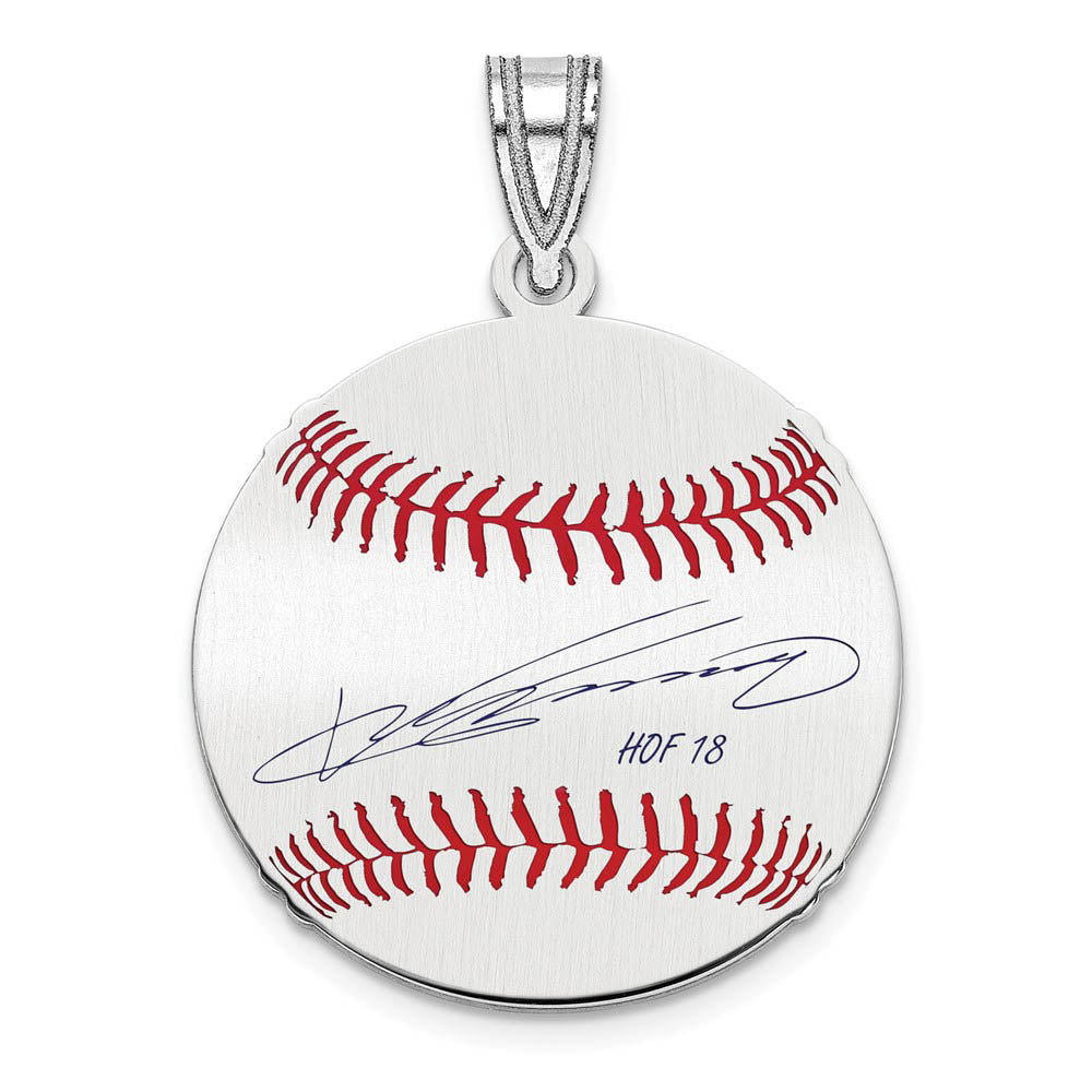 Sterling Silver Vladimir Guerrero Signature SM Enamel Baseball Pendant, Item P31637 by The Black Bow Jewelry Co.