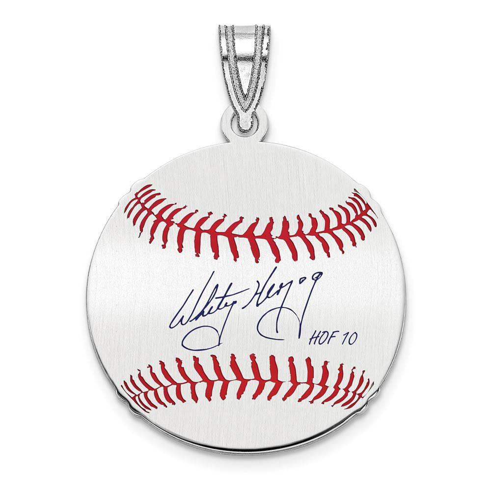 Sterling Silver Whitey Herzog Signature SM Enamel Baseball Pendant, Item P31639 by The Black Bow Jewelry Co.