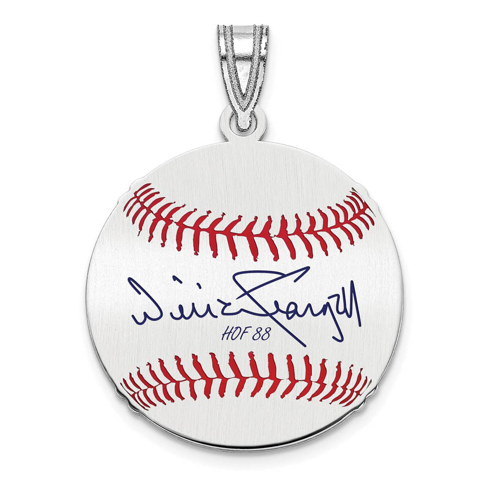 Sterling Silver Willie Stargell Signature SM Enamel Baseball Pendant, Item P31642 by The Black Bow Jewelry Co.