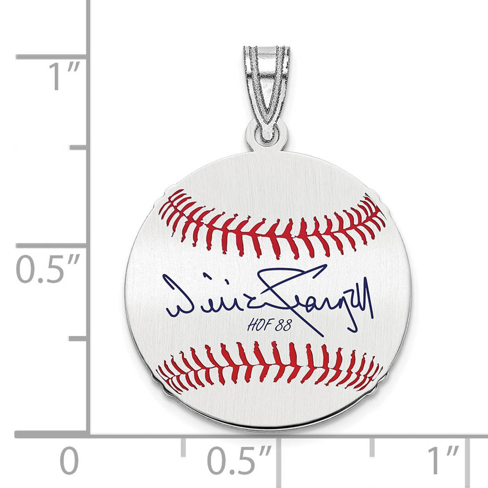 Alternate view of the Sterling Silver Willie Stargell Signature SM Enamel Baseball Pendant by The Black Bow Jewelry Co.