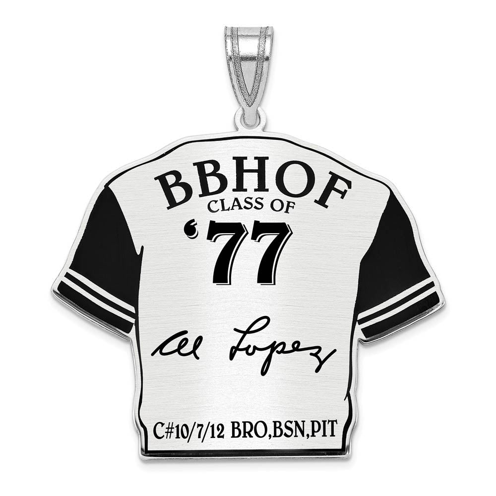 Sterling Silver Al Lopez Signature Enamel Jersey Pendant, Item P31644 by The Black Bow Jewelry Co.