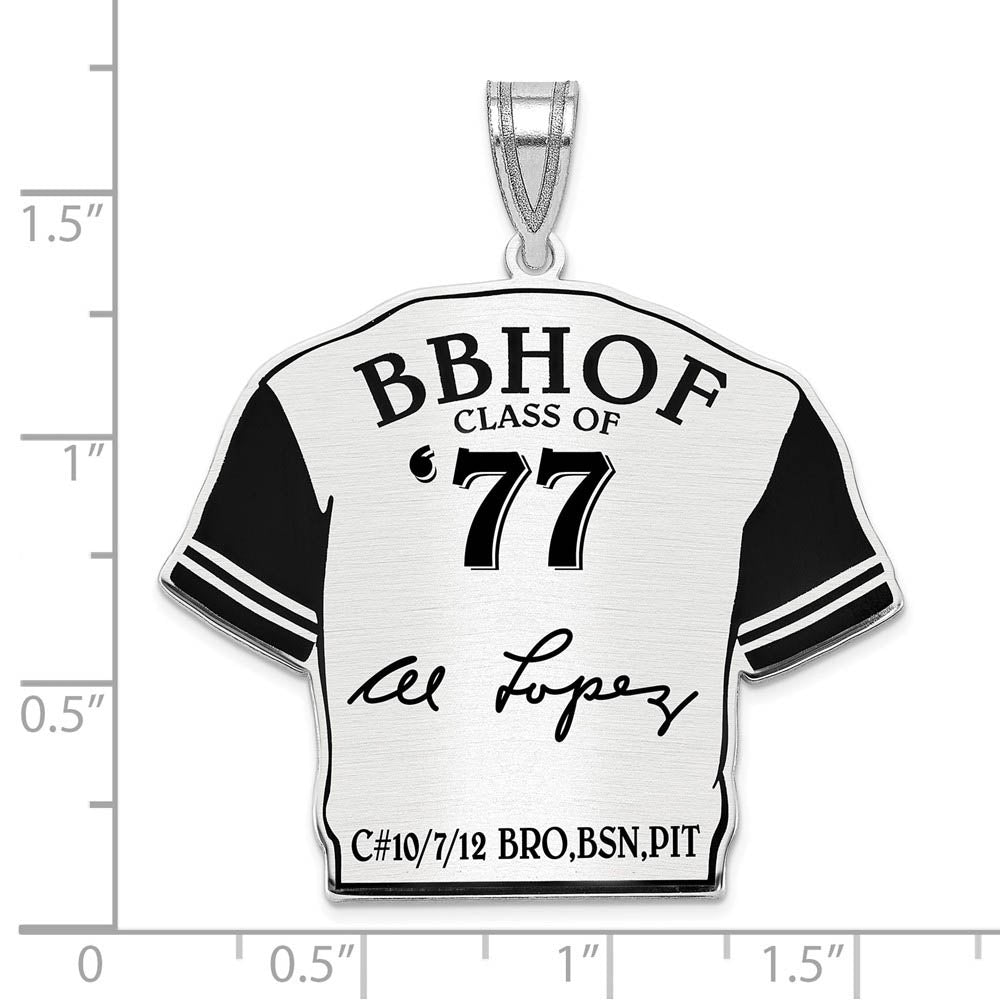 Alternate view of the Sterling Silver Al Lopez Signature Enamel Jersey Pendant by The Black Bow Jewelry Co.