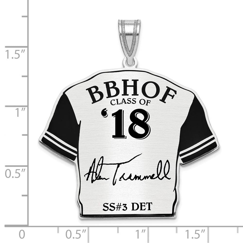 Alternate view of the Sterling Silver Alan Trammell Signature Enamel Jersey Pendant by The Black Bow Jewelry Co.