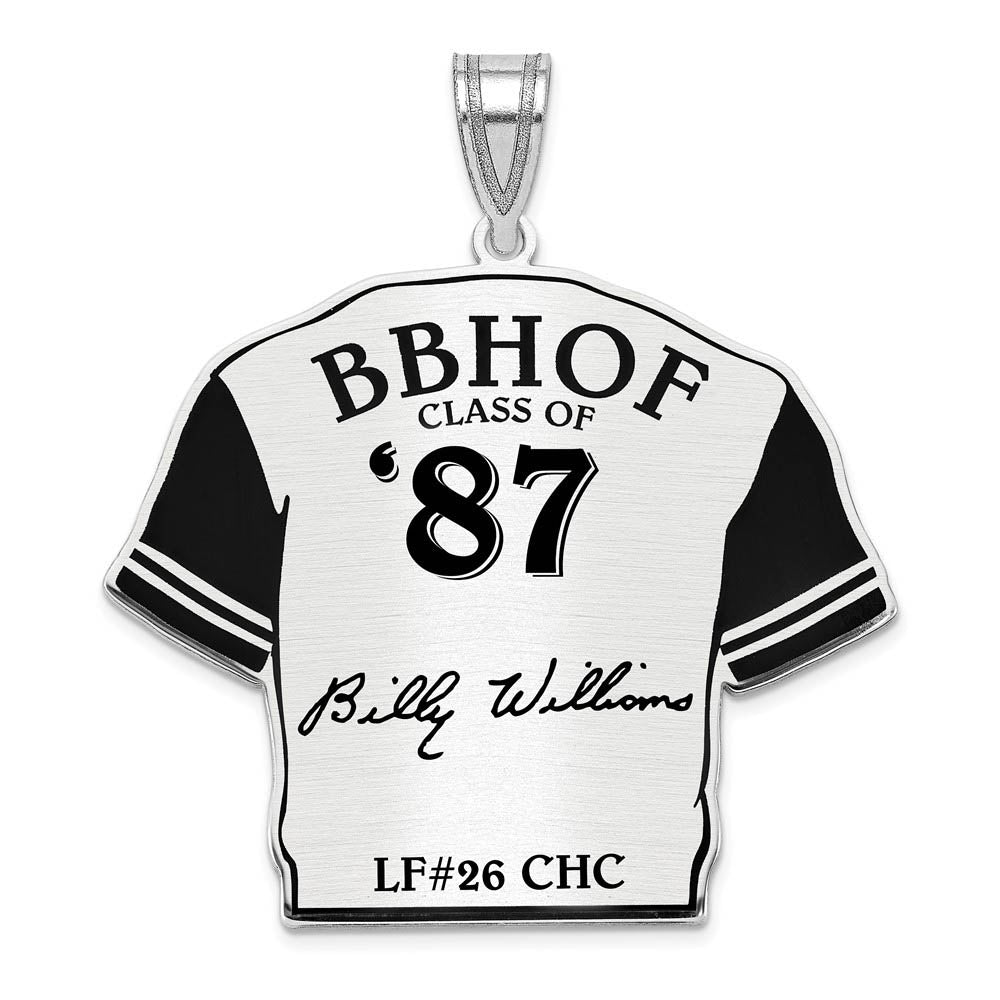 Sterling Silver Billy Williams Signature Enamel Jersey Pendant, Item P31655 by The Black Bow Jewelry Co.