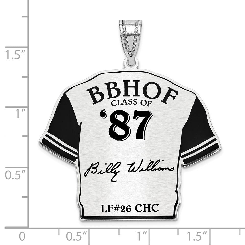 Alternate view of the Sterling Silver Billy Williams Signature Enamel Jersey Pendant by The Black Bow Jewelry Co.