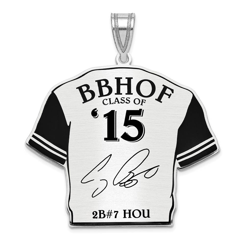 Sterling Silver Craig Biggio Signature Enamel Jersey Pendant, Item P31656 by The Black Bow Jewelry Co.