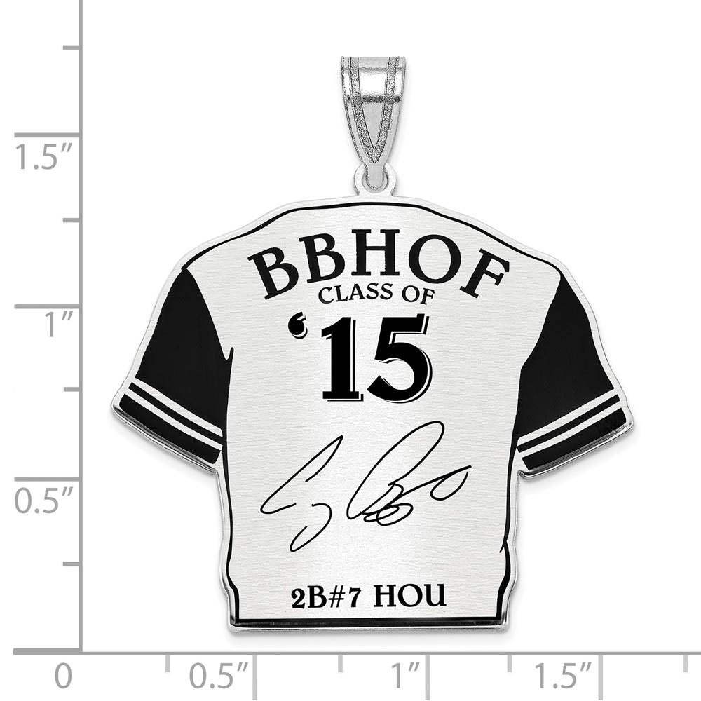 Alternate view of the Sterling Silver Craig Biggio Signature Enamel Jersey Pendant by The Black Bow Jewelry Co.