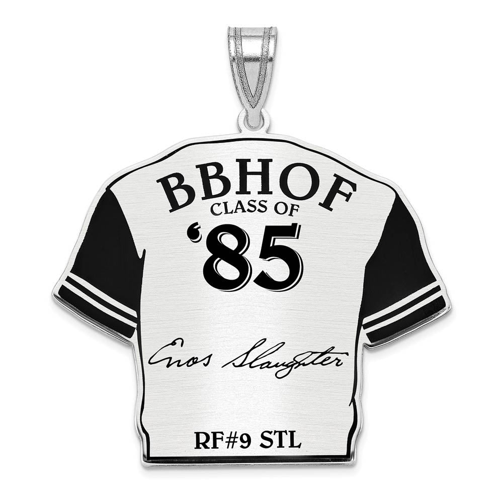 Sterling Silver Enos Slaughter Signature Enamel Jersey Pendant, Item P31664 by The Black Bow Jewelry Co.