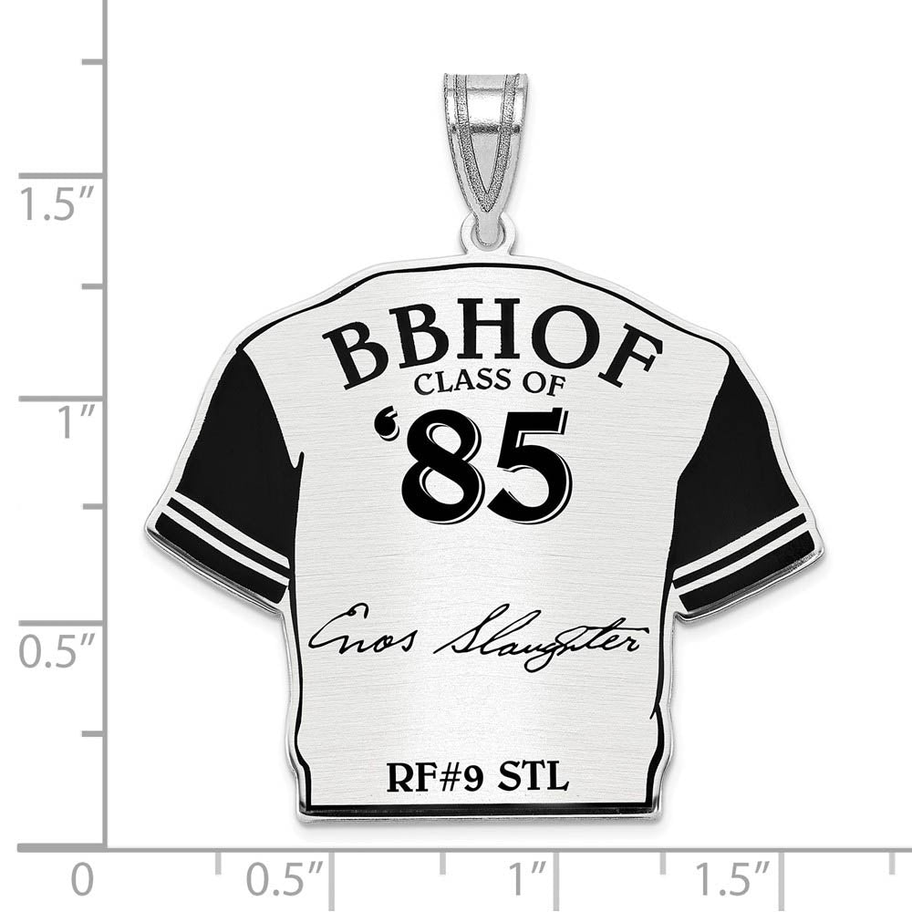 Alternate view of the Sterling Silver Enos Slaughter Signature Enamel Jersey Pendant by The Black Bow Jewelry Co.