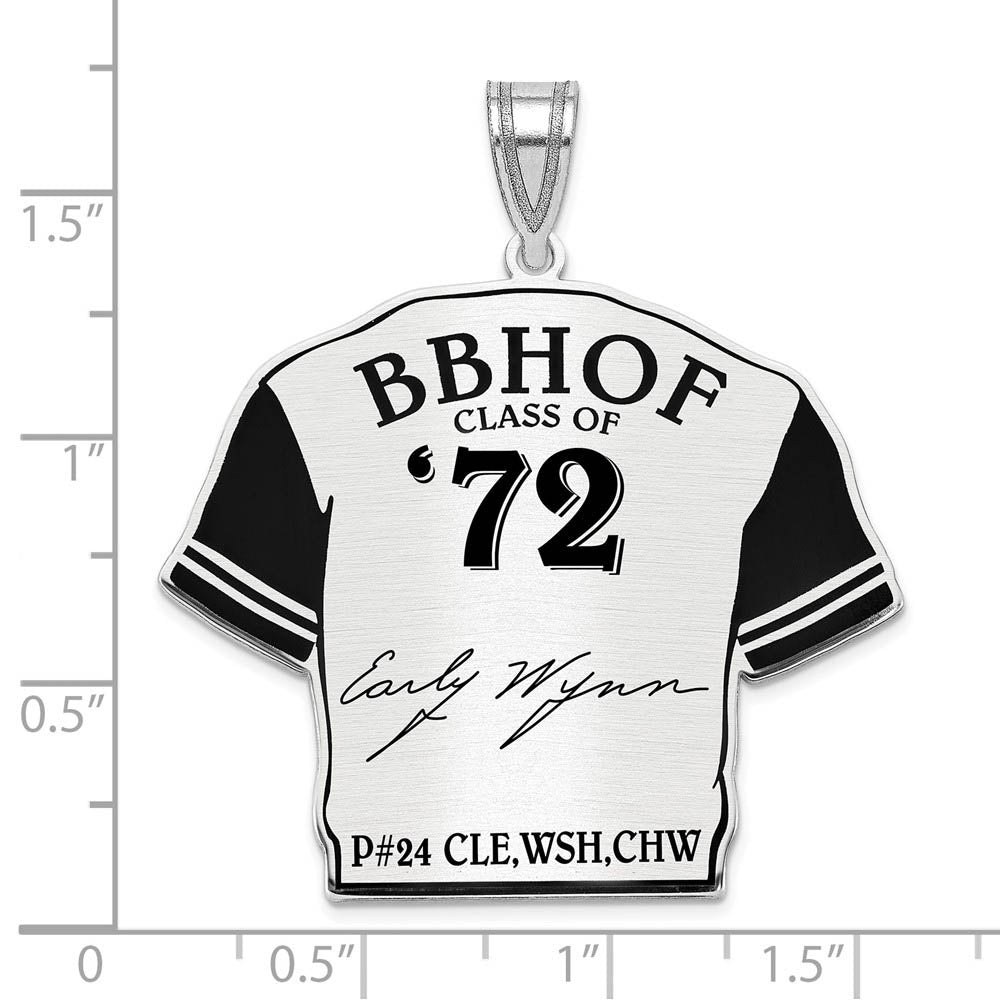 Alternate view of the Sterling Silver Early Wynn Signature Enamel Jersey Pendant by The Black Bow Jewelry Co.