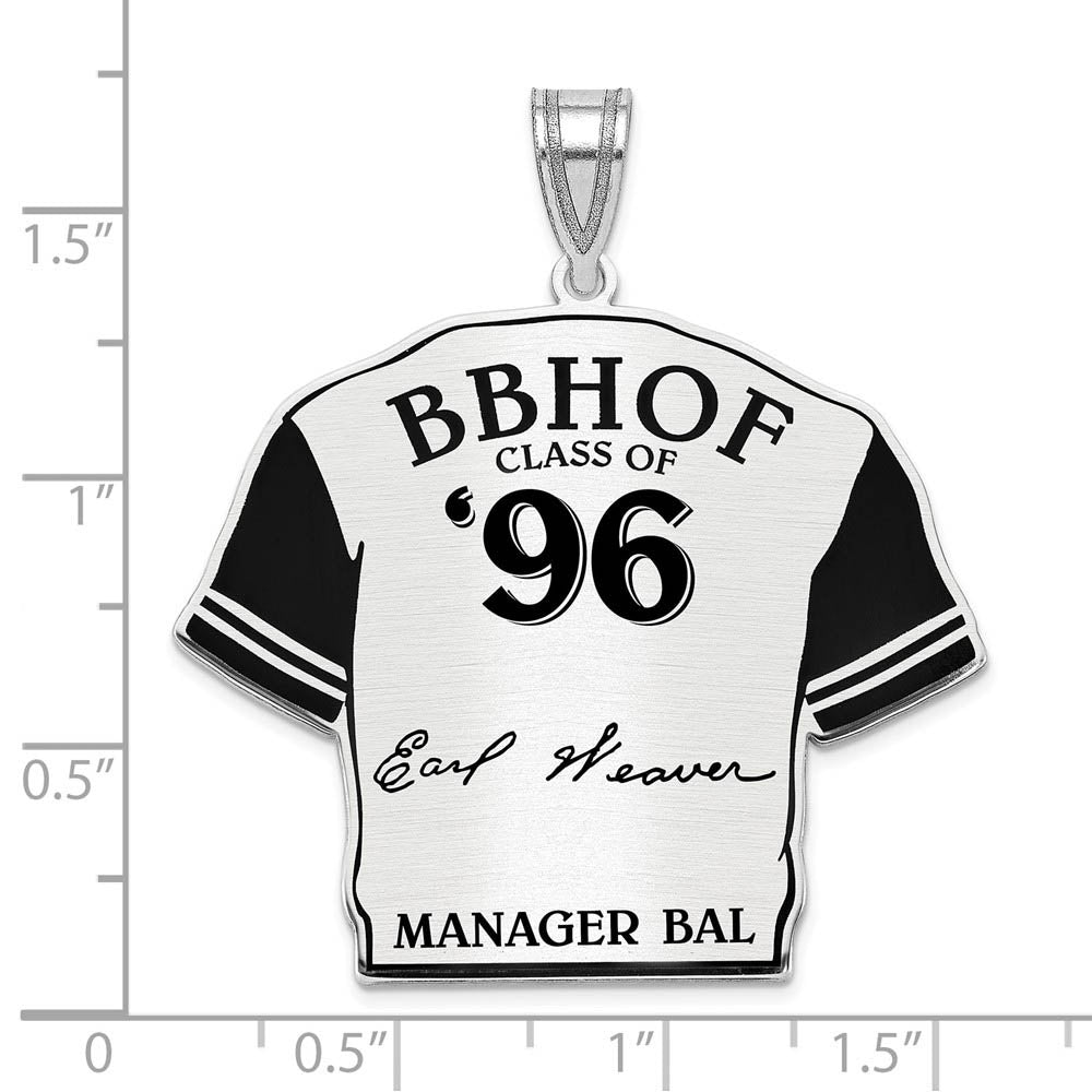 Alternate view of the Sterling Silver Earl Weaver Signature Enamel Jersey Pendant by The Black Bow Jewelry Co.