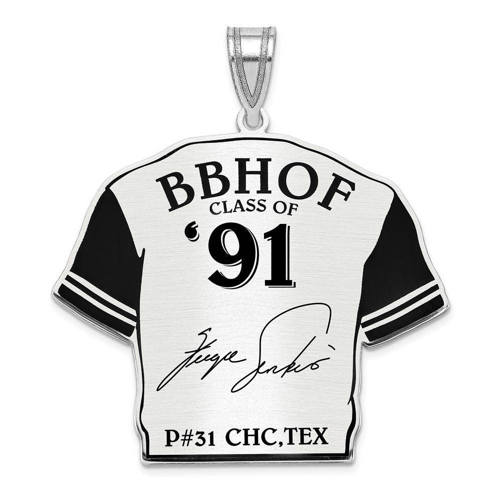 Sterling Silver Fergie Jenkins Signature Enamel Jersey Pendant, Item P31667 by The Black Bow Jewelry Co.