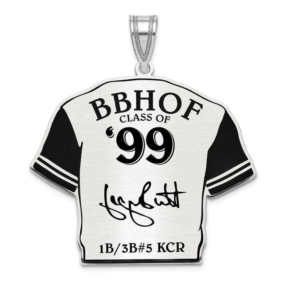 Sterling Silver George Brett Signature Enamel Jersey Pendant, Item P31669 by The Black Bow Jewelry Co.
