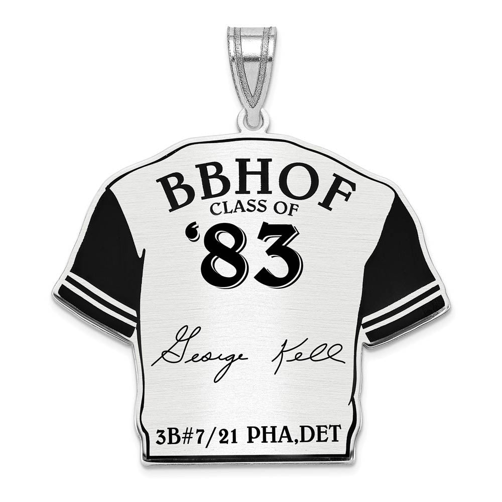 Sterling Silver George Kell Signature Enamel Jersey Pendant, Item P31671 by The Black Bow Jewelry Co.