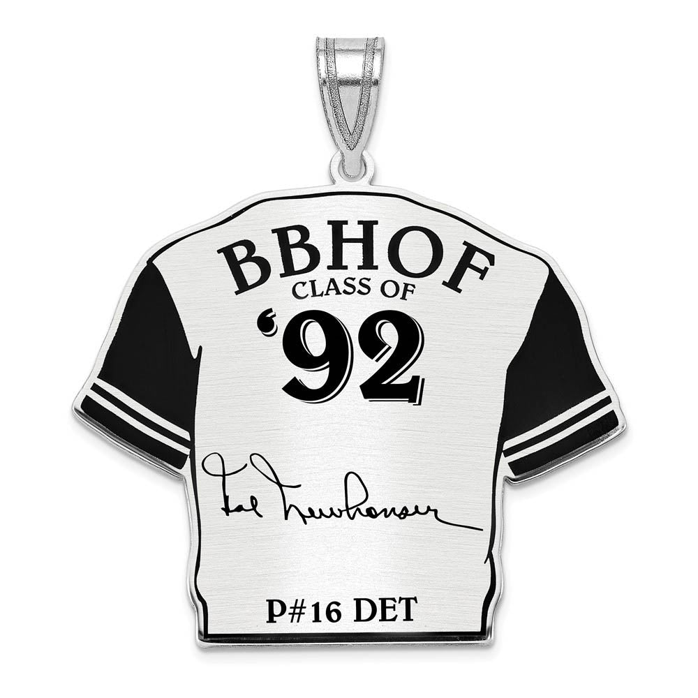 Sterling Silver Hal Newhouser Signature Enamel Jersey Pendant, Item P31674 by The Black Bow Jewelry Co.