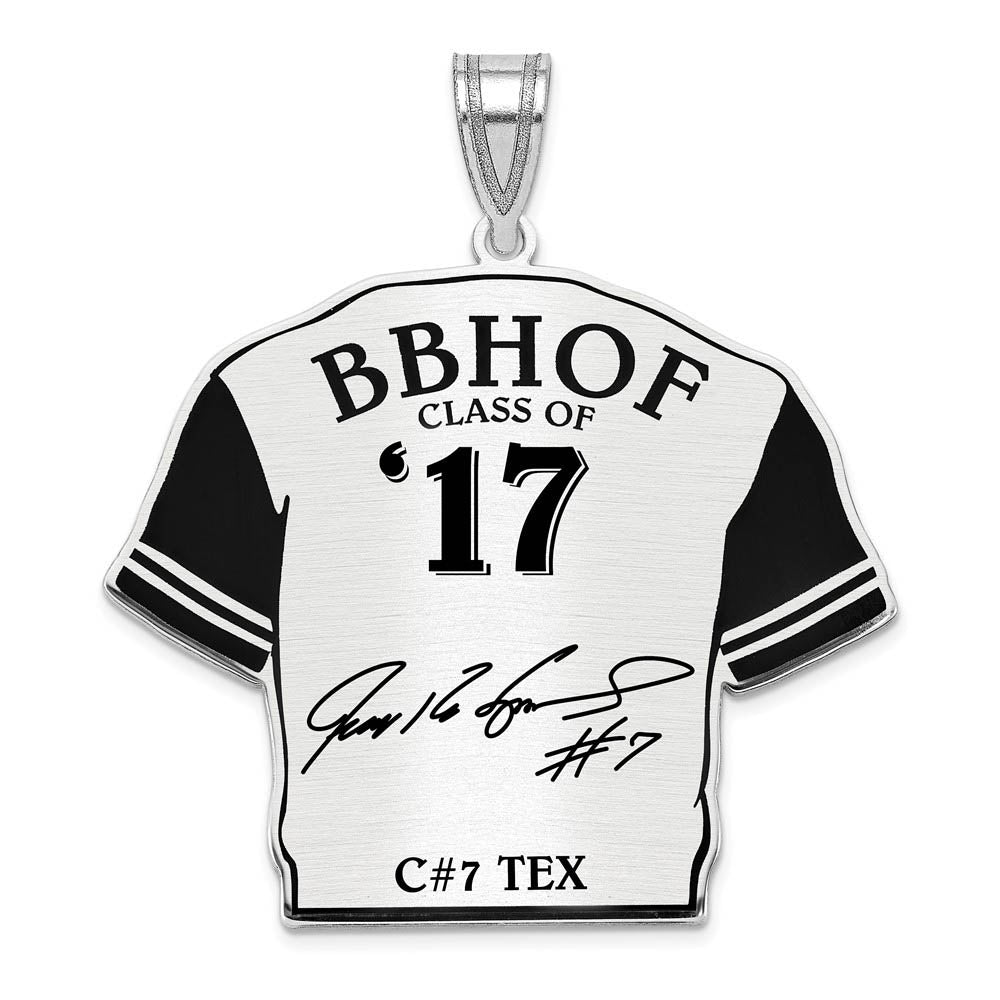 Sterling Silver Ivan Rodriguez Signature Enamel Jersey Pendant, Item P31676 by The Black Bow Jewelry Co.