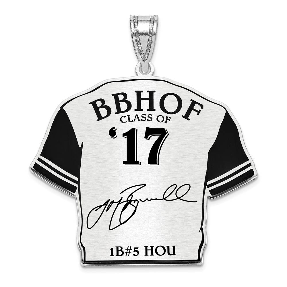 Sterling Silver Jeff Bagwell Signature Enamel Jersey Pendant, Item P31677 by The Black Bow Jewelry Co.