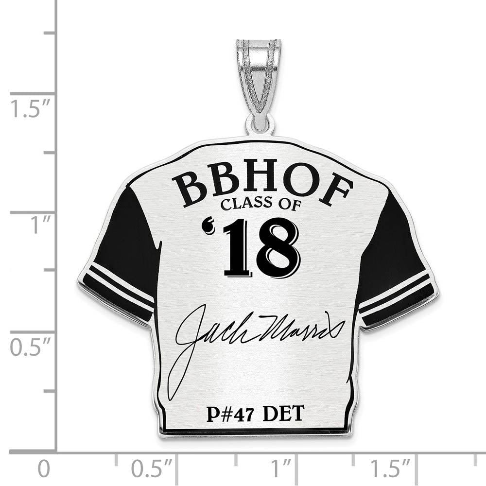 Alternate view of the Sterling Silver Jack Morris Signature Enamel Jersey Pendant by The Black Bow Jewelry Co.