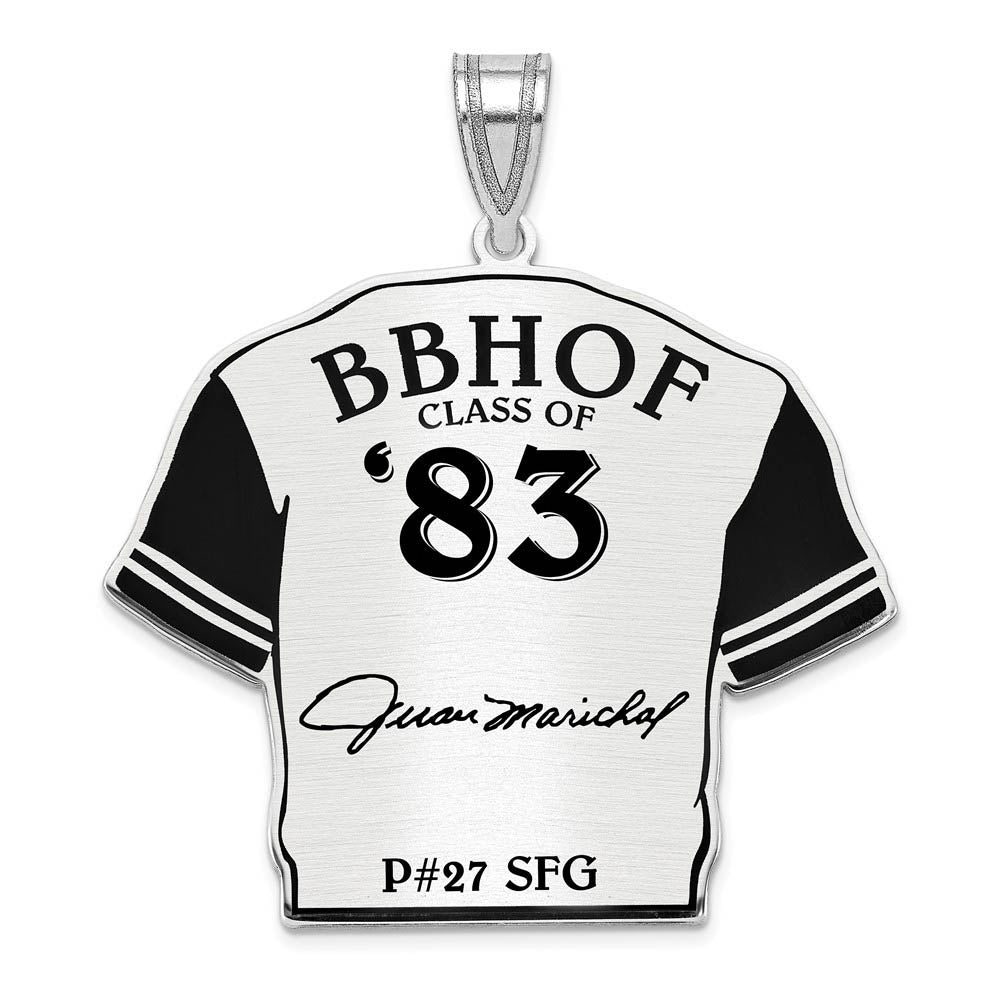Sterling Silver Juan Marichal Signature Enamel Jersey Pendant, Item P31680 by The Black Bow Jewelry Co.
