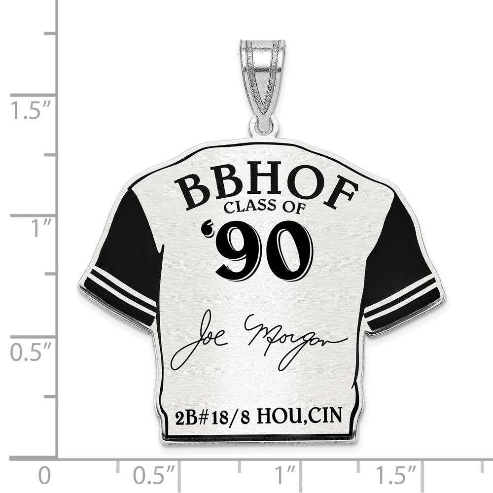 Alternate view of the Sterling Silver Joe Morgan Signature Enamel Jersey Pendant by The Black Bow Jewelry Co.