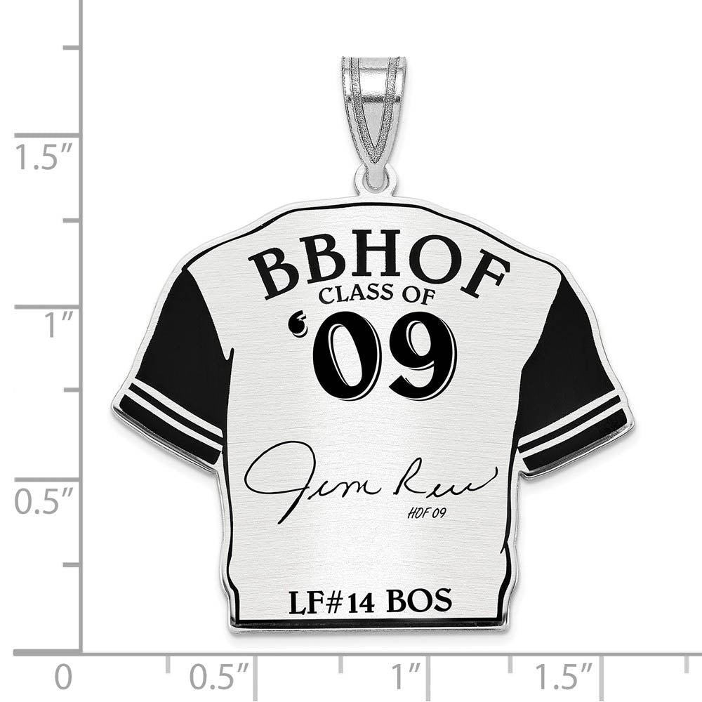 Alternate view of the Sterling Silver Jim Rice Signature Enamel Jersey Pendant by The Black Bow Jewelry Co.