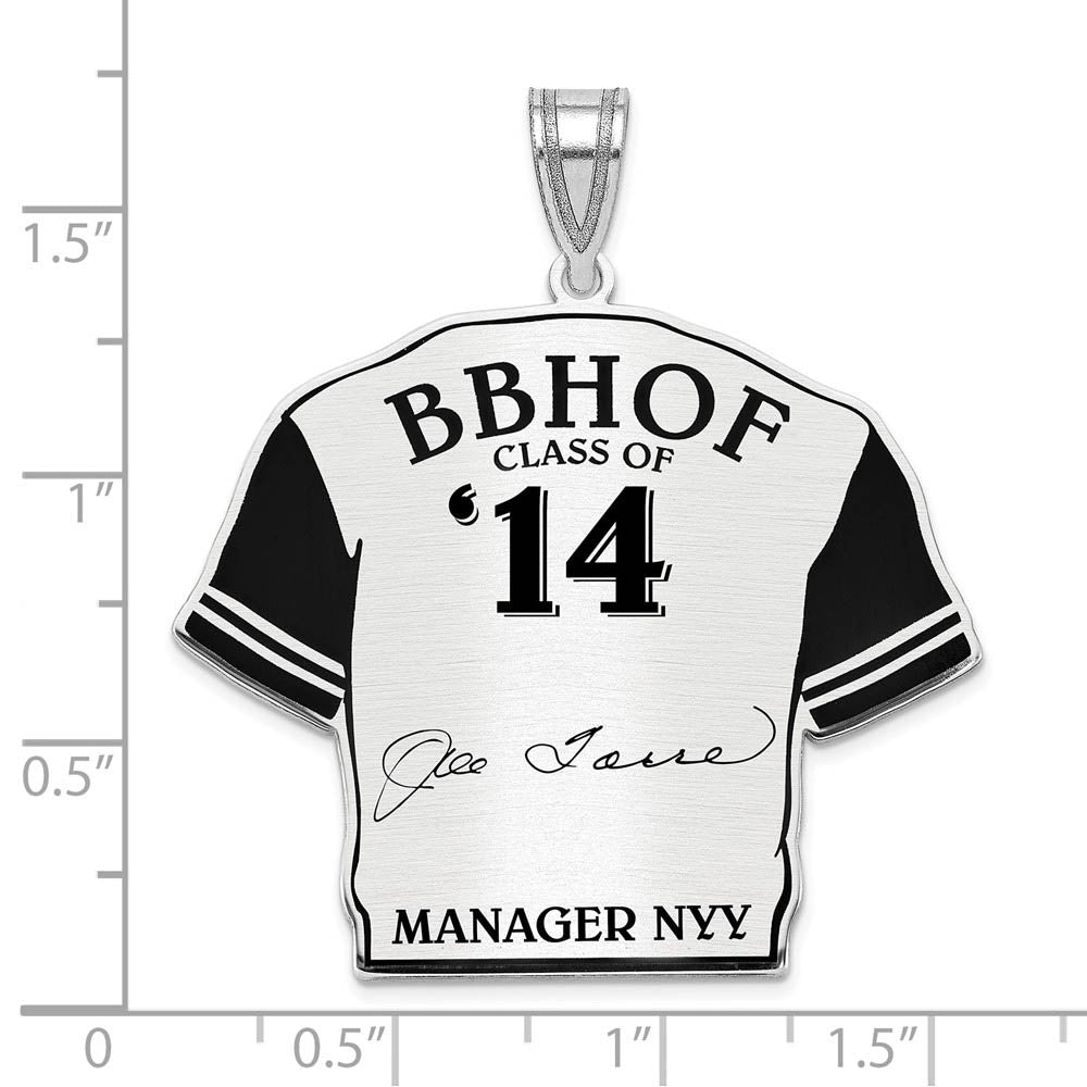 Alternate view of the Sterling Silver Joe Torre Signature Enamel Jersey Pendant by The Black Bow Jewelry Co.
