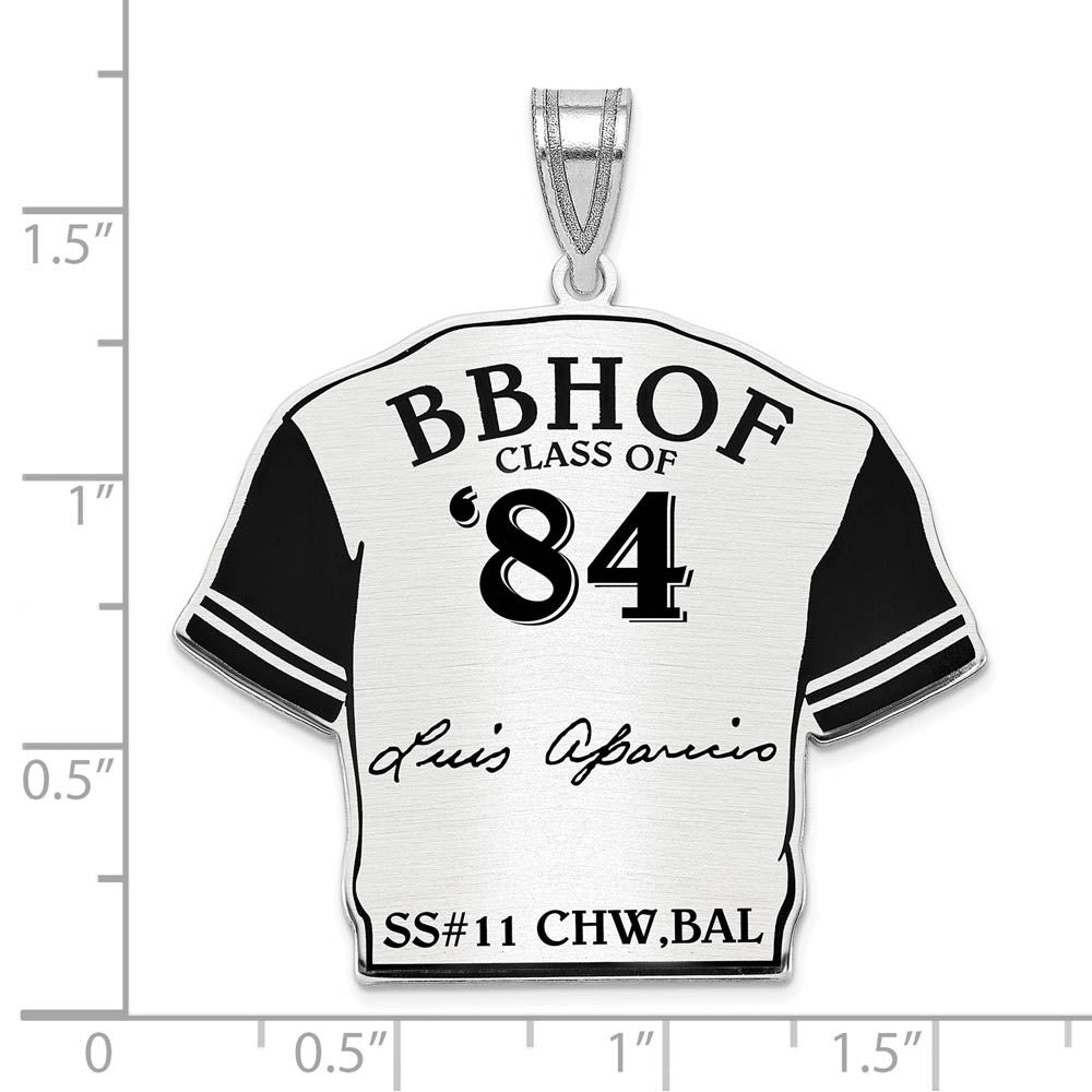 Alternate view of the Sterling Silver Luis Aparicio Signature Enamel Jersey Pendant by The Black Bow Jewelry Co.