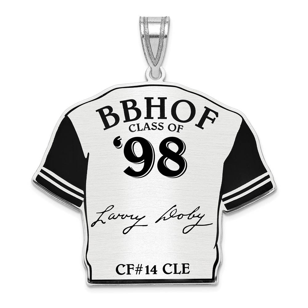 Sterling Silver Larry Doby Signature Enamel Jersey Pendant, Item P31688 by The Black Bow Jewelry Co.
