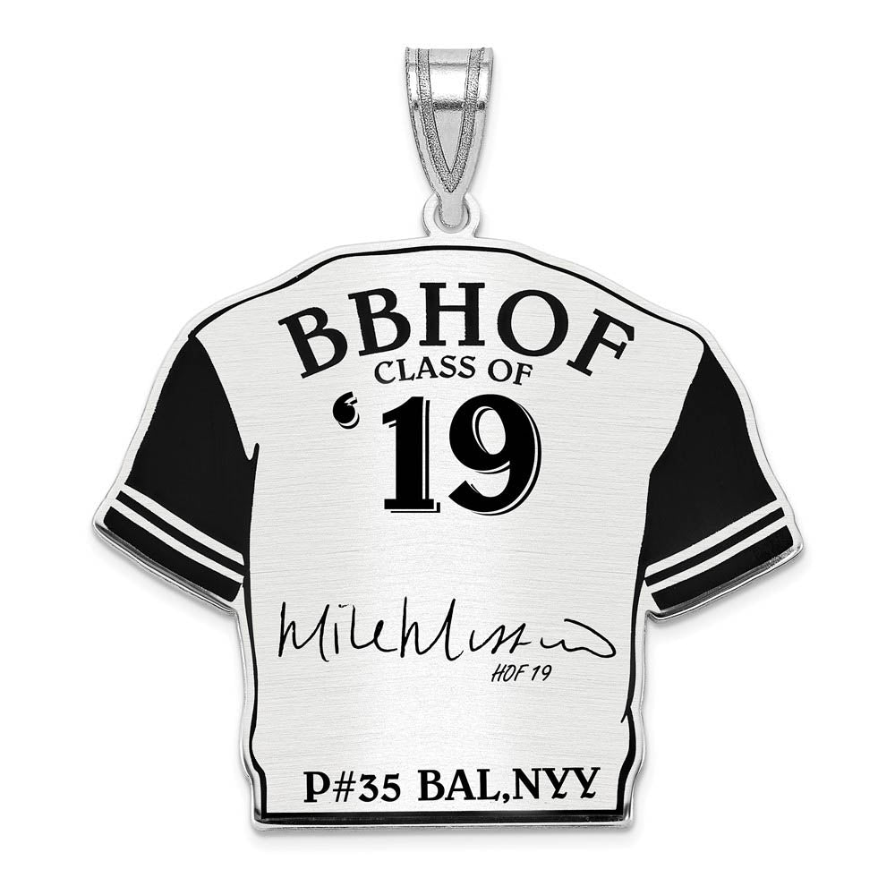 Sterling Silver Mike Mussina Signature Enamel Jersey Pendant, Item P31691 by The Black Bow Jewelry Co.