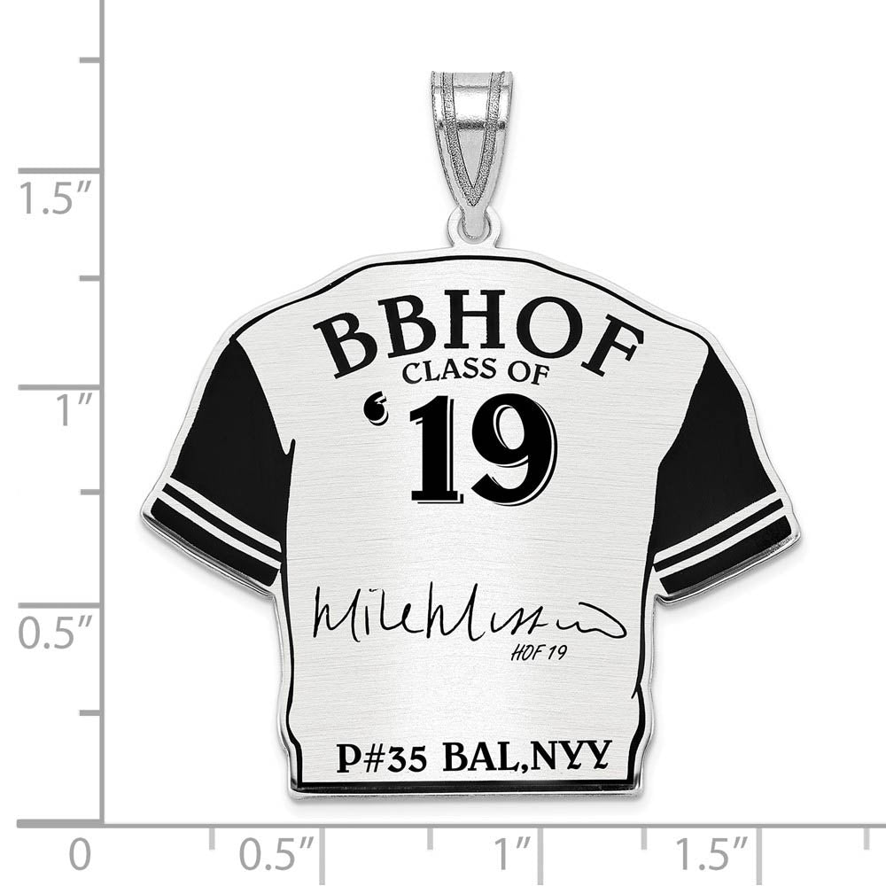 Alternate view of the Sterling Silver Mike Mussina Signature Enamel Jersey Pendant by The Black Bow Jewelry Co.