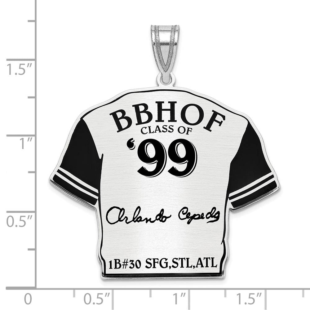 Alternate view of the Sterling Silver Orlando Cepeda Signature Enamel Jersey Pendant by The Black Bow Jewelry Co.