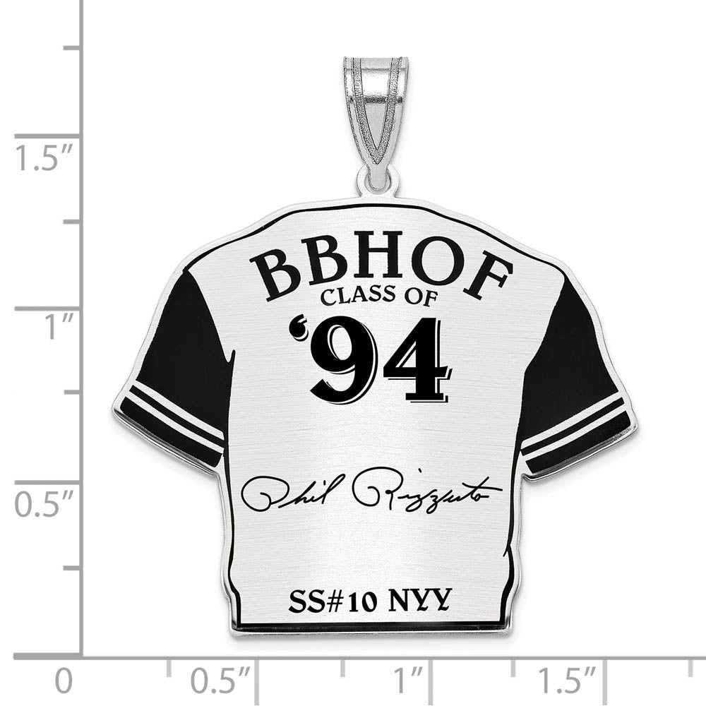 Alternate view of the Sterling Silver Phil Rizzuto Signature Enamel Jersey Pendant by The Black Bow Jewelry Co.