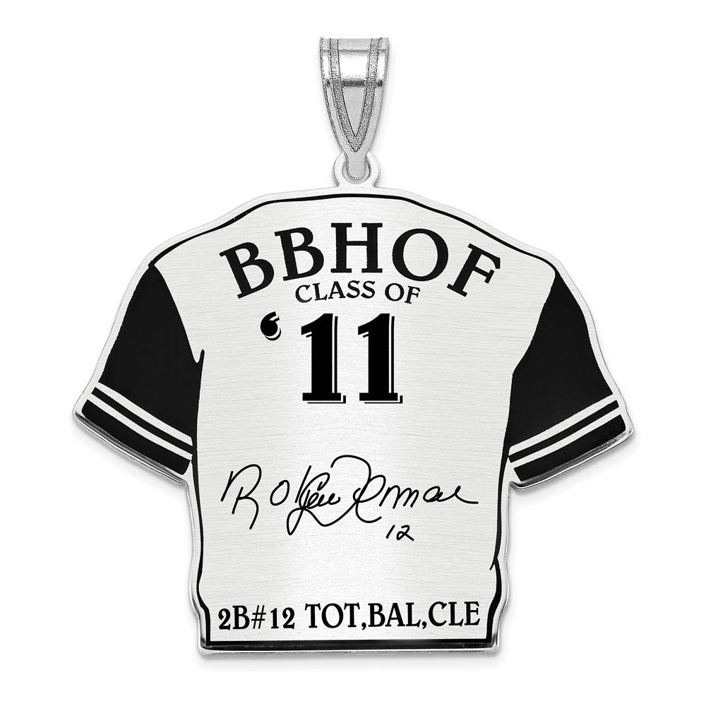 Sterling Silver Roberto Alomar Signature Enamel Jersey Pendant, Item P31697 by The Black Bow Jewelry Co.