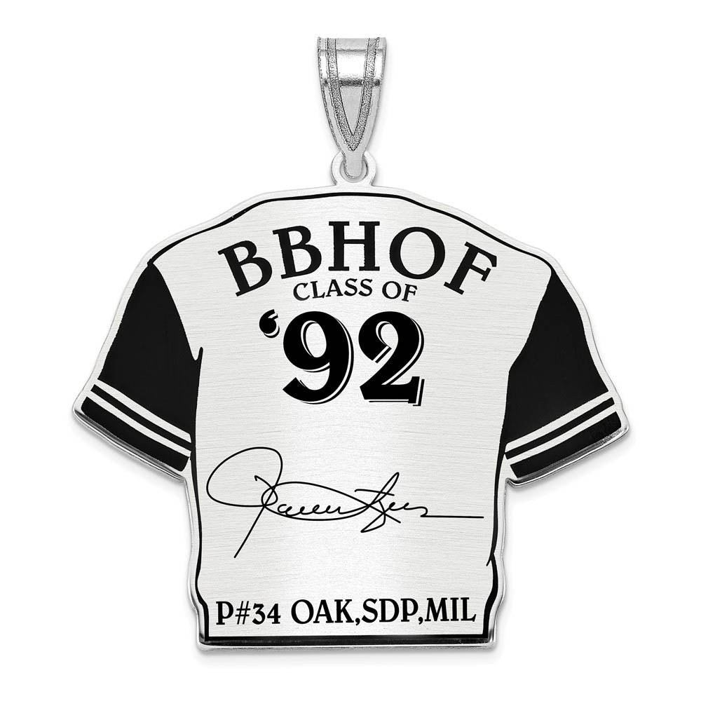 Sterling Silver Rollie Fingers Signature Enamel Jersey Pendant, Item P31701 by The Black Bow Jewelry Co.