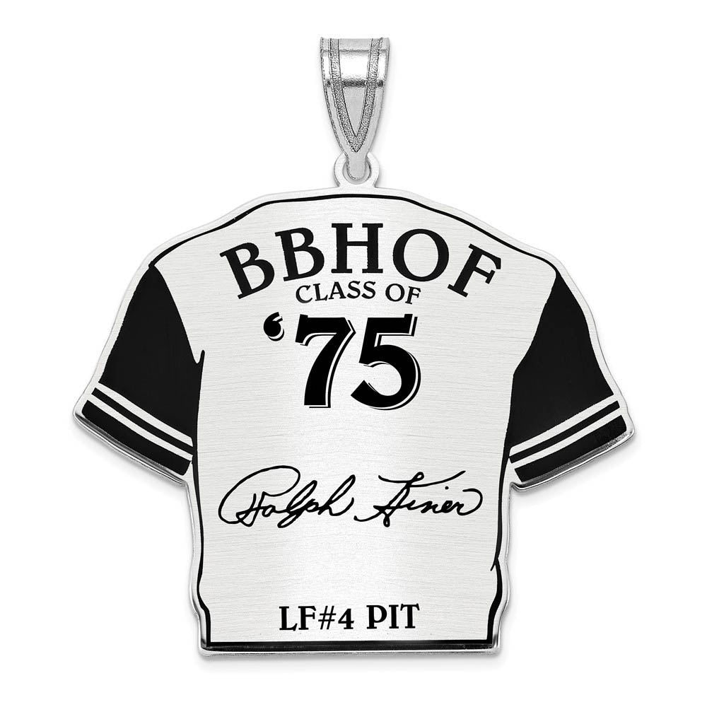Sterling Silver Ralph Kiner Signature Enamel Jersey Pendant, Item P31703 by The Black Bow Jewelry Co.