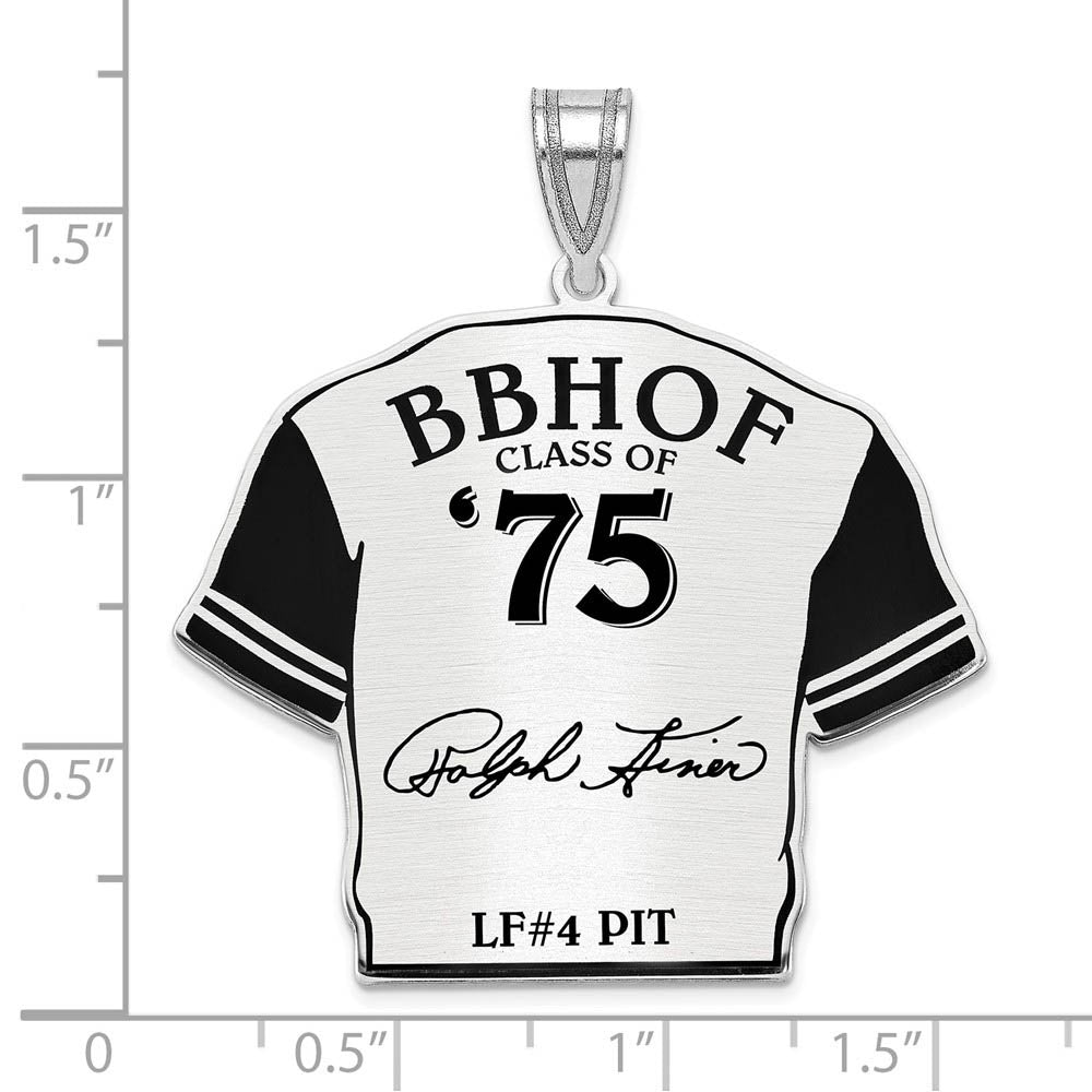 Alternate view of the Sterling Silver Ralph Kiner Signature Enamel Jersey Pendant by The Black Bow Jewelry Co.