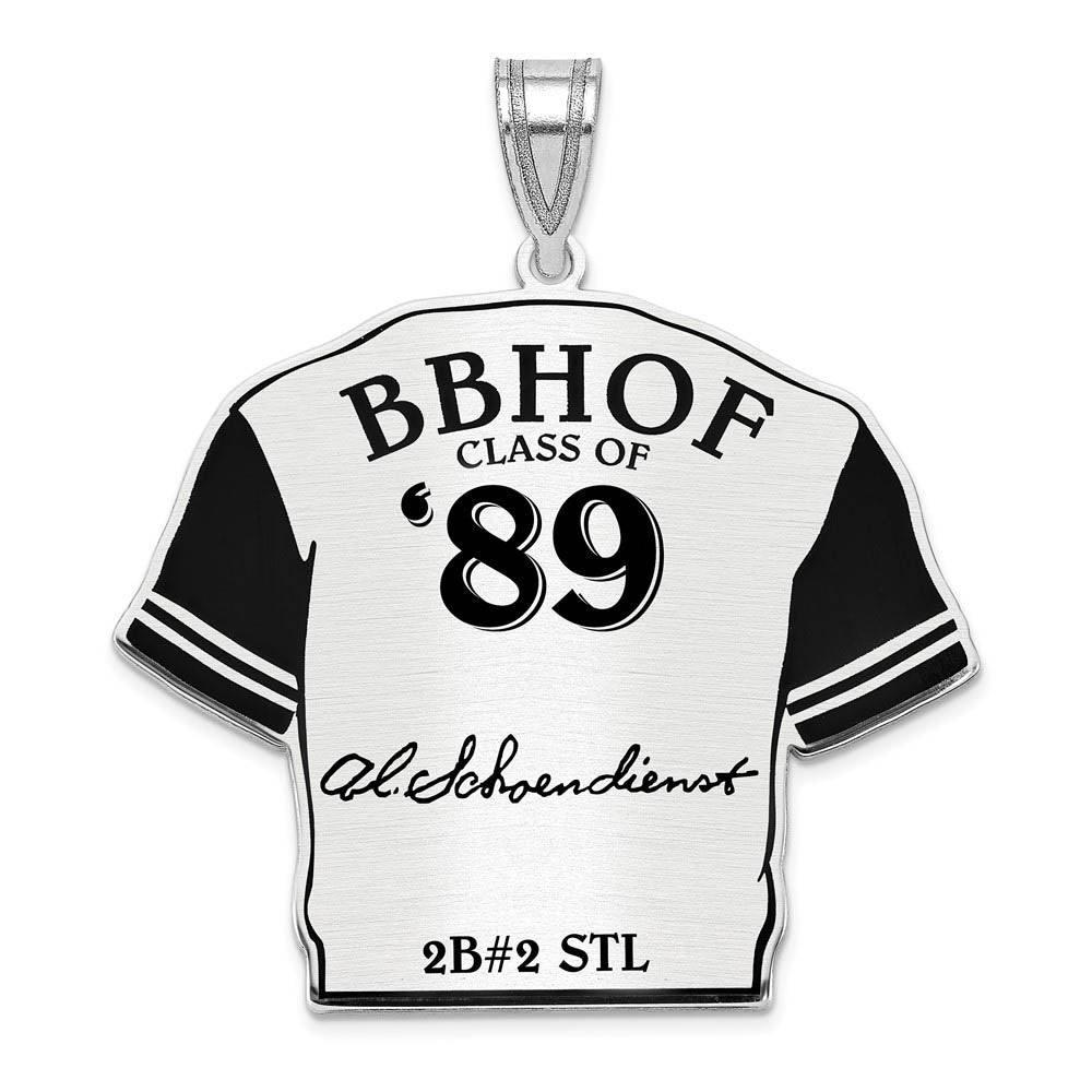 Sterling Silver Red Schoendienst Signature Enamel Jersey Pendant, Item P31706 by The Black Bow Jewelry Co.