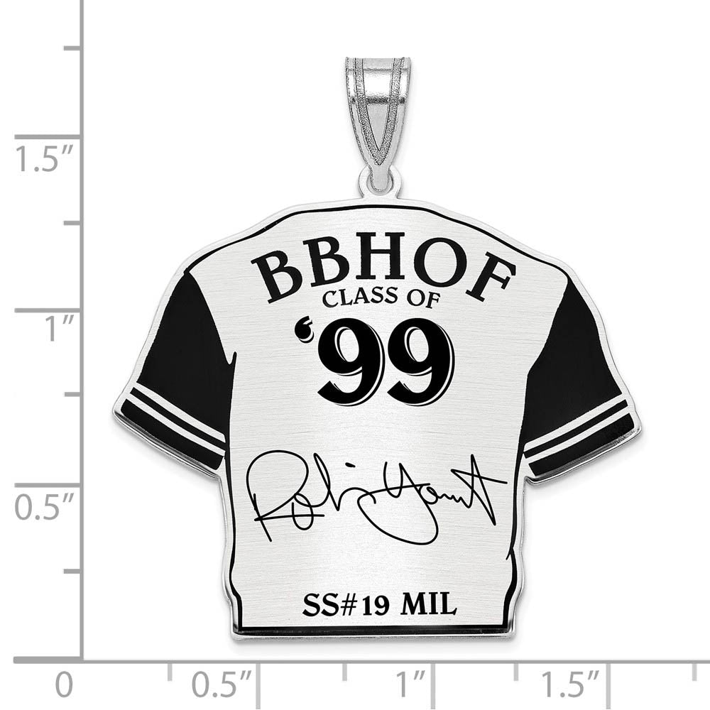 Alternate view of the Sterling Silver Robin Yount Signature Enamel Jersey Pendant by The Black Bow Jewelry Co.