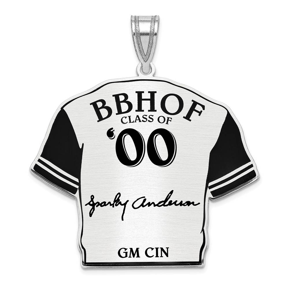Sterling Silver Sparky Anderson Signature Enamel Jersey Pendant, Item P31708 by The Black Bow Jewelry Co.