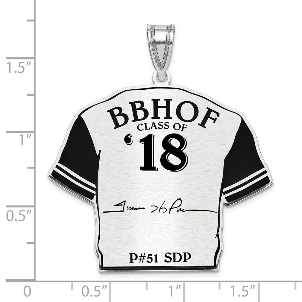 Alternate view of the Sterling Silver Trevor Hoffman Signature Enamel Jersey Pendant by The Black Bow Jewelry Co.