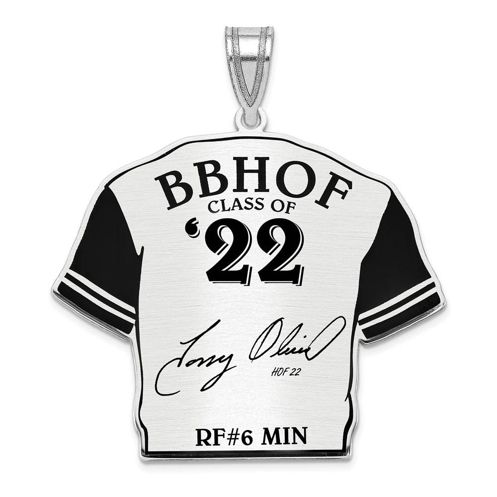 Sterling Silver Tony Oliva Signature Enamel Jersey Pendant, Item P31713 by The Black Bow Jewelry Co.